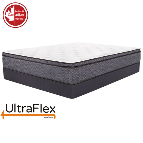 Image of UltraFlex REVIVE- Hybrid 12” Breathable Pillowtop, Spinal Support HDcoils, Luxury Hypoallergic Foam Encasement, Pressure Relieving Mattress (Made in Canada) - With Waterproof Mattress Protector