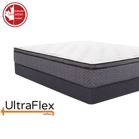 Image of UltraFlex REVIVE- Hybrid 12” Breathable Pillowtop, Spinal Support HDcoils, Luxury Hypoallergic Foam Encasement, Pressure Relieving Mattress (Made in Canada) - With Waterproof Mattress Protector