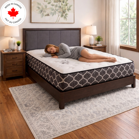 Image of 9/10/11 Inch Hybrid Mattress – Gel Memory Foam & Pocket Coil, Medium Firm, Pressure Relief, Motion Isolation, Bed in a Box, Made in Canada – Twin, Full, Queen, King, Aloe Vera Cooling Gel Foam, CertiPUR-US® Certified