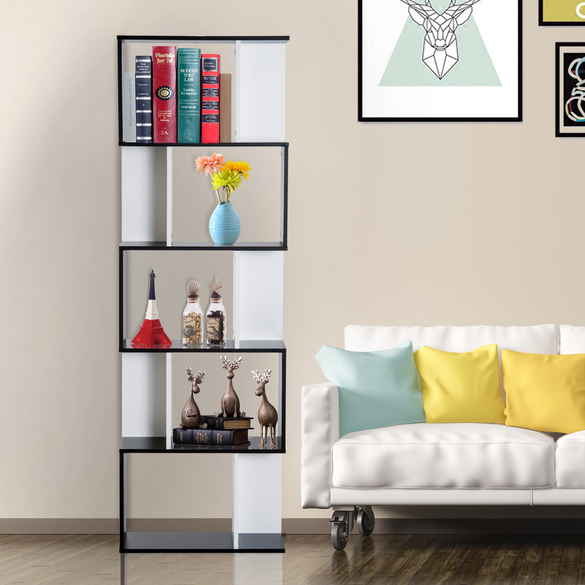 Modern S Shaped Bookcase Living Room