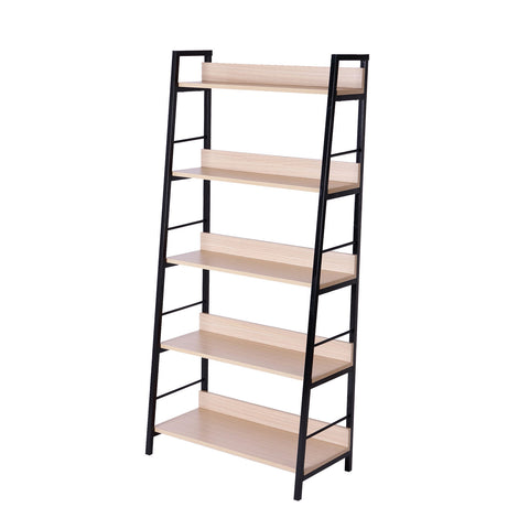 Image of Wood Bookcase 5-Tier Wide Bookshelf Shelving Storage Furniture Home (Oak/Black)