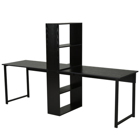Image of Computer Table Writing Table Home Office Workstation w/ Bookshelf Black