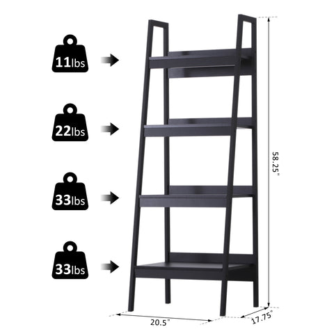 Image of Set of 2 4 Tier Ladder Shelf Bookcase Multi-Use Display Rack Storage Shelving Unit Display Stand Flower Plant Holder Black