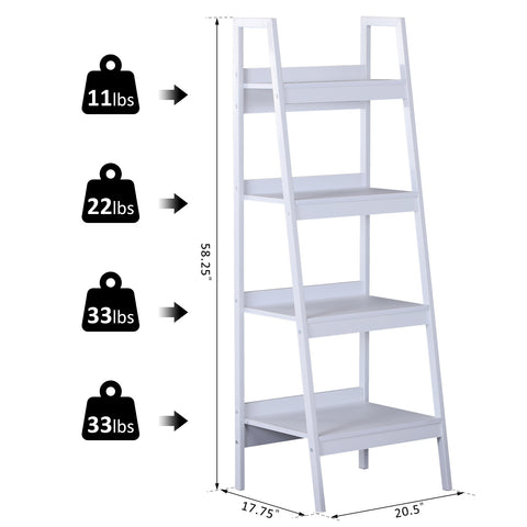 Image of Set of 2 4 Tier Ladder Shelf Bookcase Multi-Use Display Rack Storage Shelving Unit Display Stand Flower Plant Holder White
