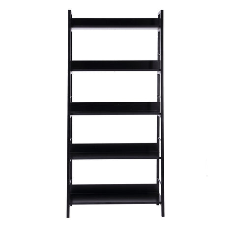 Image of Wood Bookcase 5-Tier Wide Bookshelf Shelving Storage Furniture Home (Black)