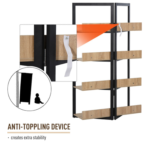 Image of 4-Tier Bookshelf Storage Multifunctional Plant Display Corner Shelf Oak Color & Black