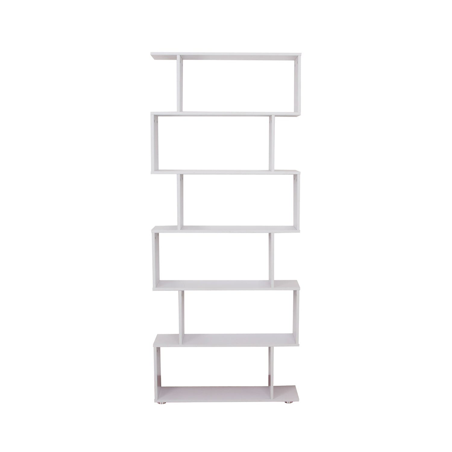 6-Tires Wooden Bookcase S Shape Storage Display Unit Home Divider Office Furniture White
