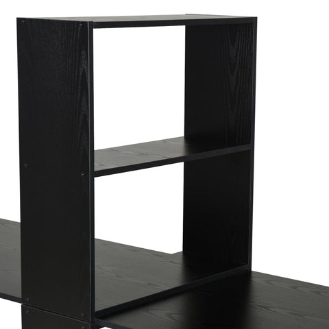 Image of Computer Table Writing Table Home Office Workstation w/ Bookshelf Black