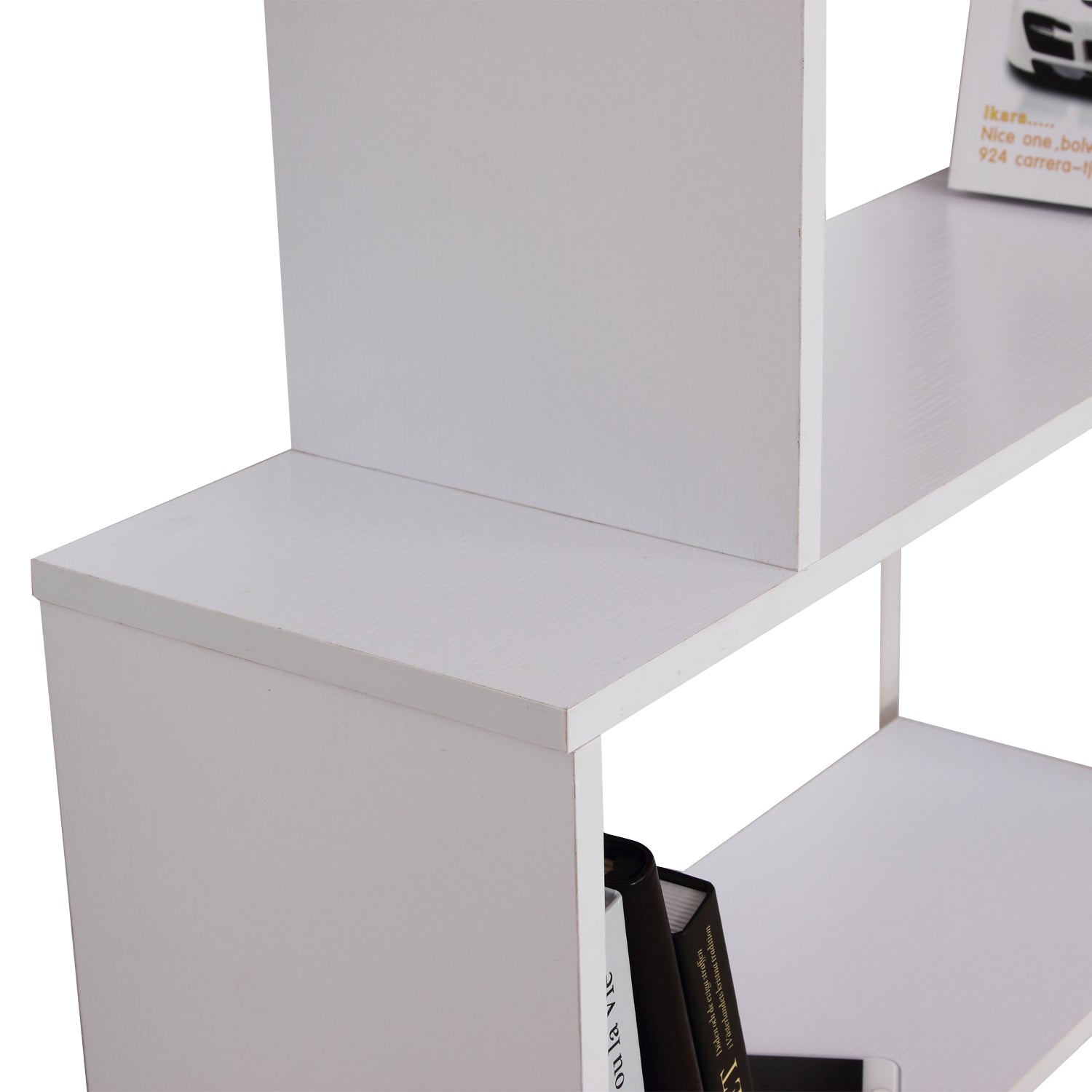 6-Tires Wooden Bookcase S Shape Storage Display Unit Home Divider Office Furniture White