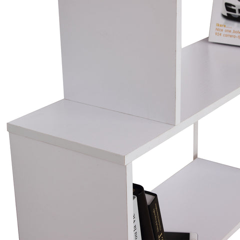 Image of 6-Tires Wooden Bookcase S Shape Storage Display Unit Home Divider Office Furniture White