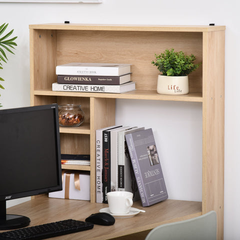 Image of Modern Computer Office Desk Wood Corner Desk with Multi-Tier Storage Shelf