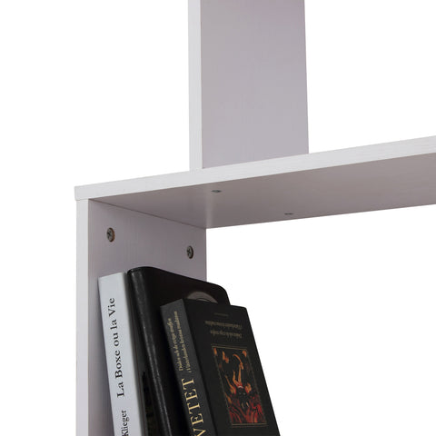 Image of 6-Tires Wooden Bookcase S Shape Storage Display Unit Home Divider Office Furniture White