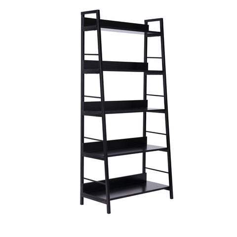 Image of Wood Bookcase 5-Tier Wide Bookshelf Shelving Storage Furniture Home (Black)