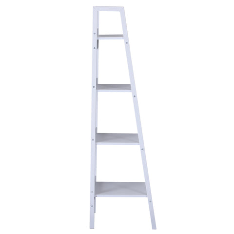 Image of Set of 2 4 Tier Ladder Shelf Bookcase Multi-Use Display Rack Storage Shelving Unit Display Stand Flower Plant Holder White