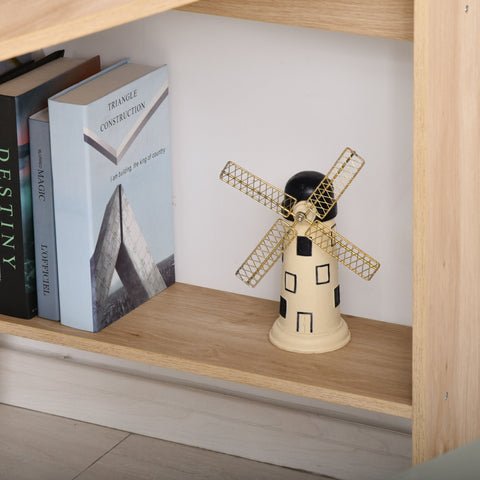 Image of Modern Computer Office Desk Wood Corner Desk with Multi-Tier Storage Shelf