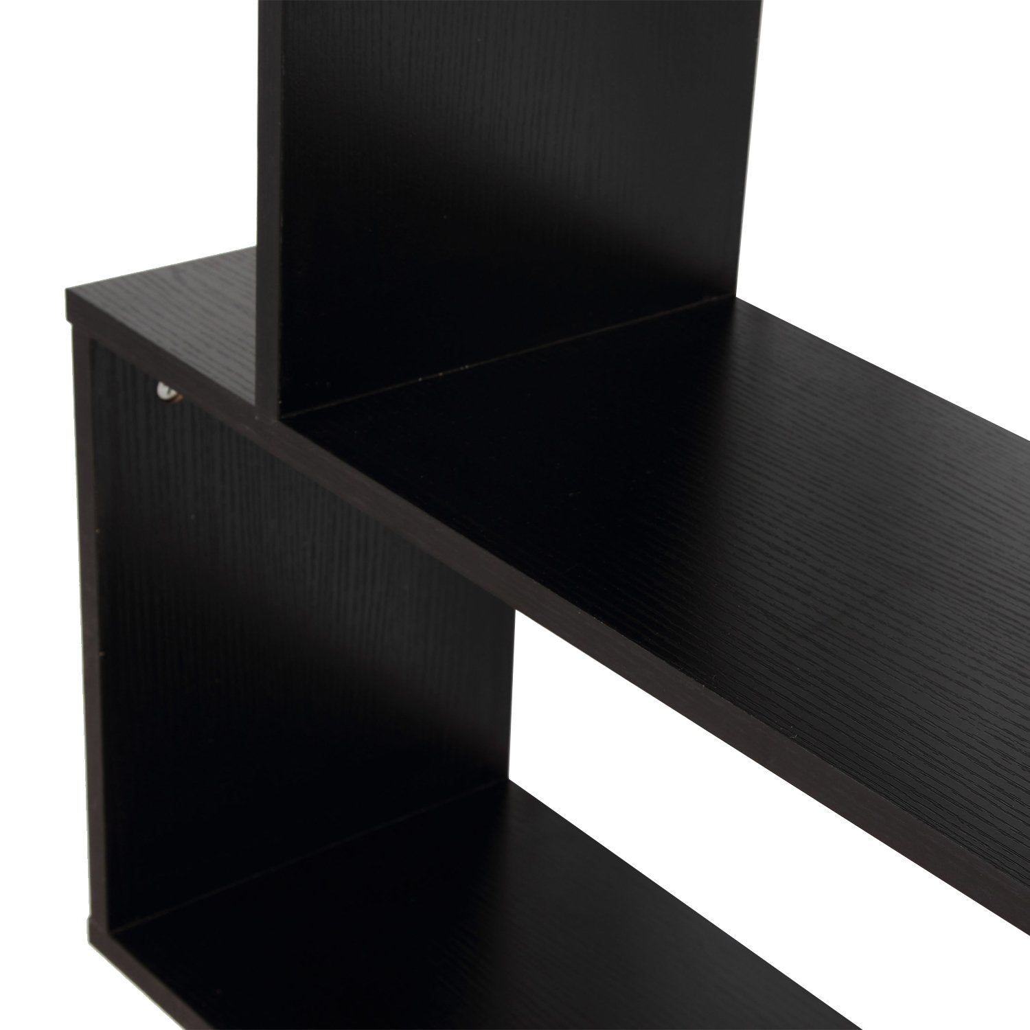 Wooden S Shape Bookcase 6 Shelves Storage Display Home Office Furniture