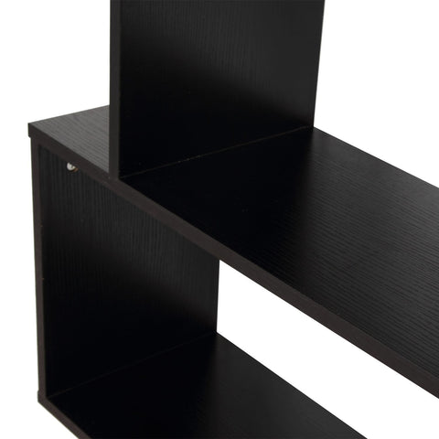 Image of Wooden S Shape Bookcase 6 Shelves Storage Display Home Office Furniture
