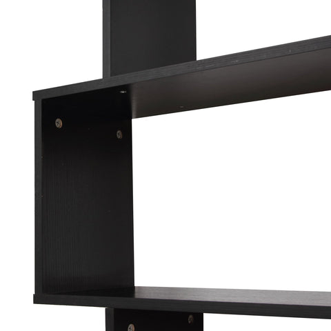 Image of Wooden S Shape Bookcase 6 Shelves Storage Display Home Office Furniture