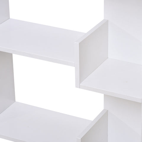 Image of 6-Tier Oak Color MDF Bookcase White Open Shelf for CDs Records Books Home Office