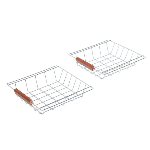Image of Rolling Kitchen Trolley Cart 4 Tier Storage Wooden Table Rack 2 Drawers Baskets Countertop