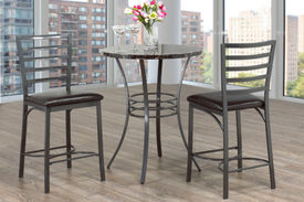 FURNITUREMATTRESSDIRECT-Pub Set with Chairs - 3 pc - Black | Grey E-PS103