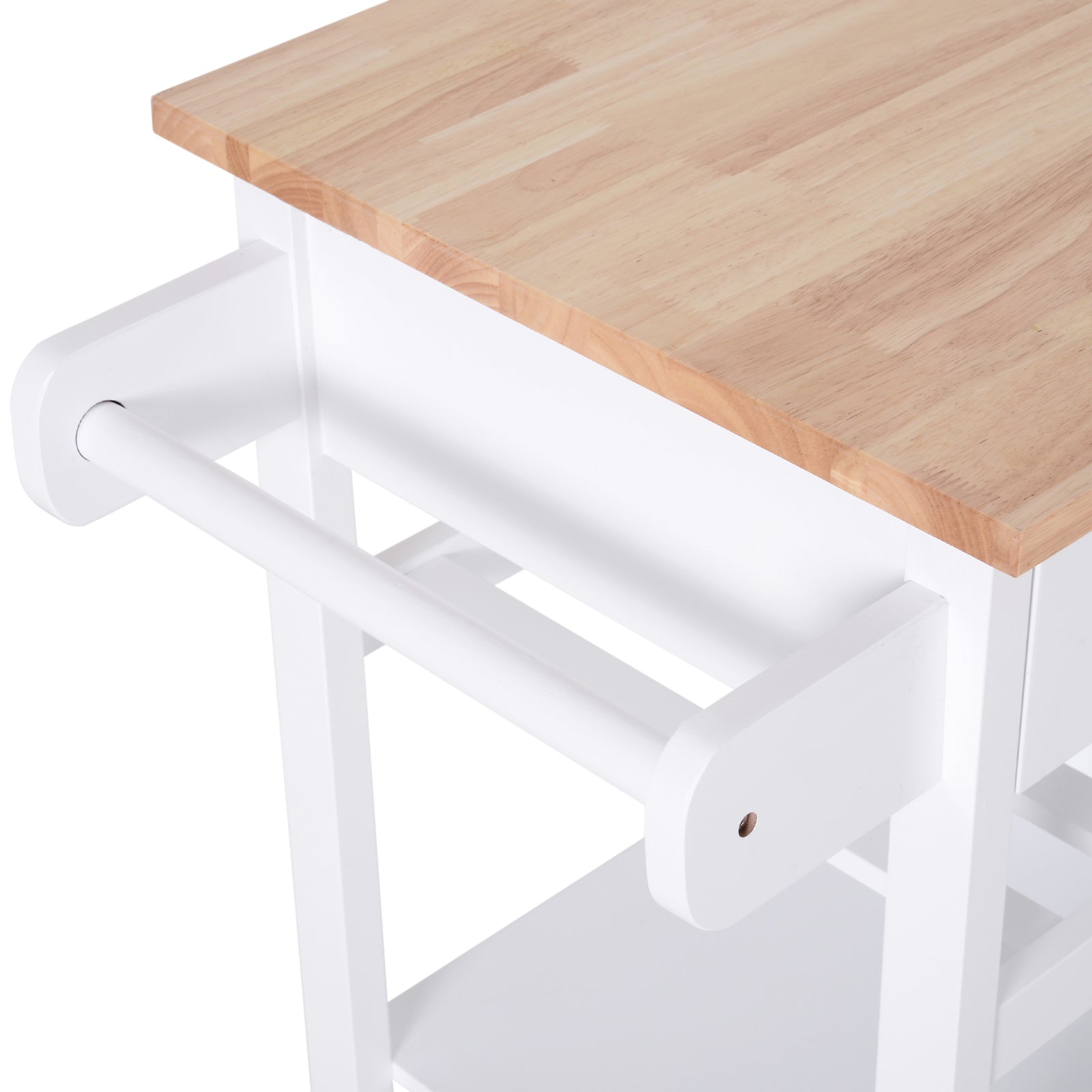 Kitchen Trolley Serving Cart Rolling with Drawer and Open Shelf White
