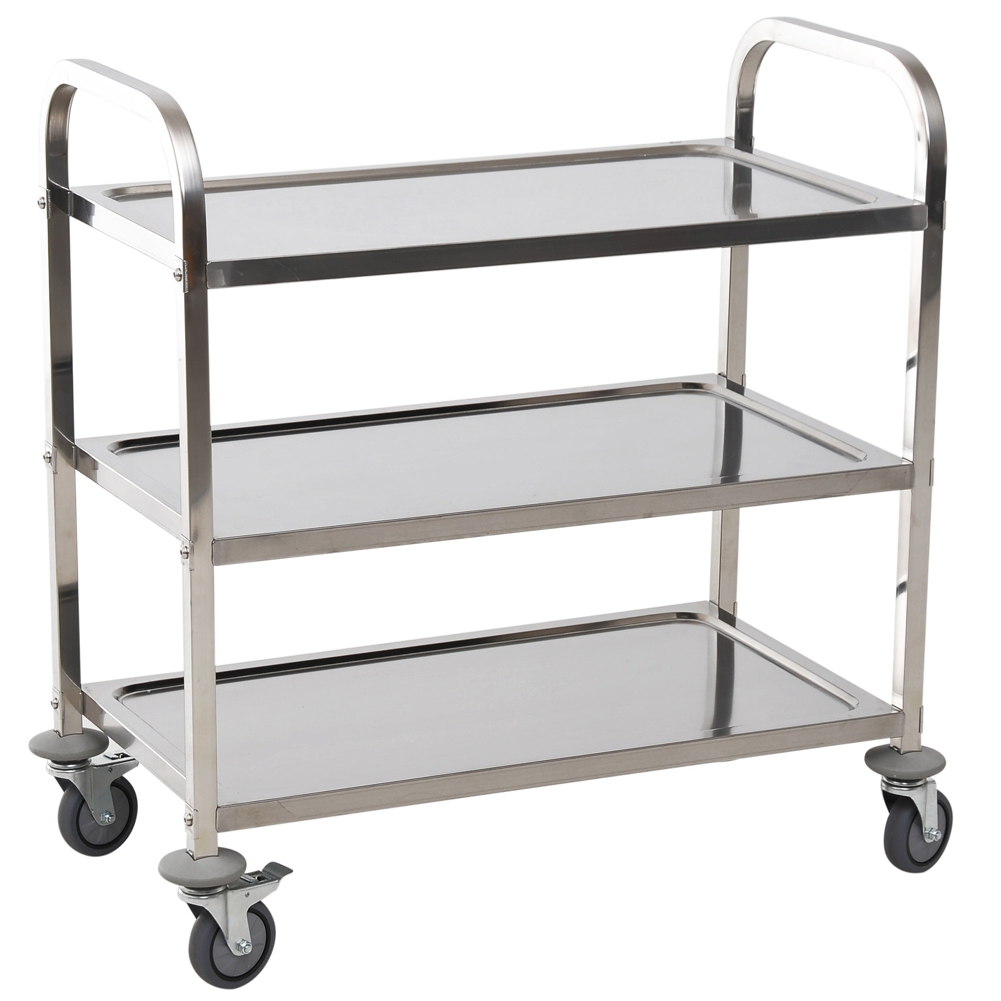 33" 3-Tier Stainless Steel Rolling Kitchen Island Cart