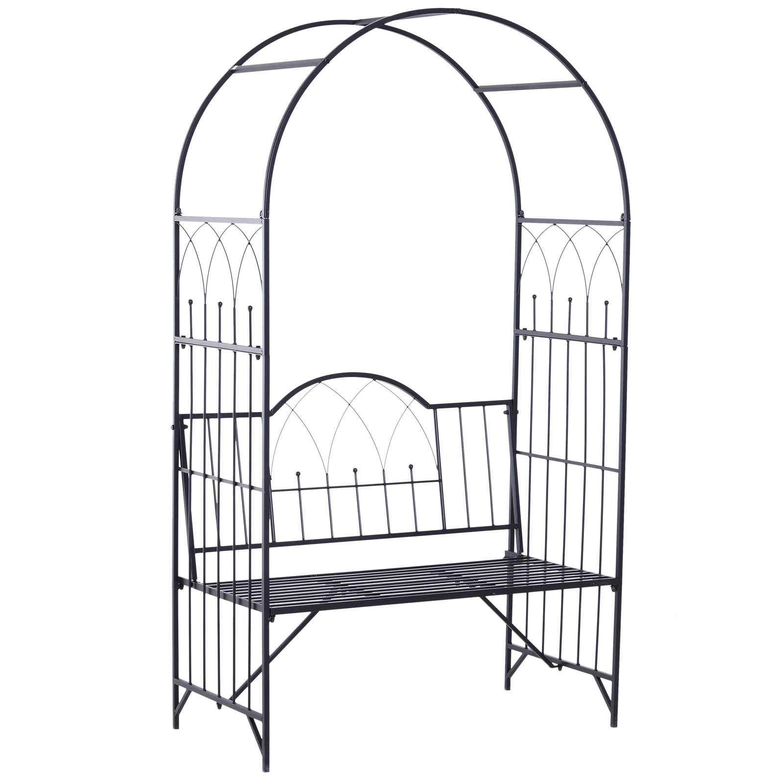 43" Garden Arbor Bench Trellis for Vines Climbing Plant Outdoor Decor Arch - Black