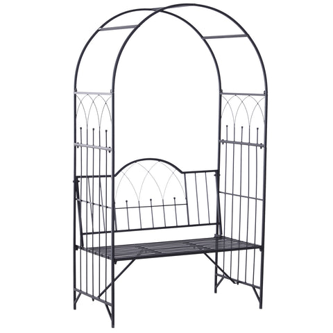 Image of 43" Garden Arbor Bench Trellis for Vines Climbing Plant Outdoor Decor Arch - Black