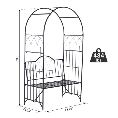 Image of 43" Garden Arbor Bench Trellis for Vines Climbing Plant Outdoor Decor Arch - Black