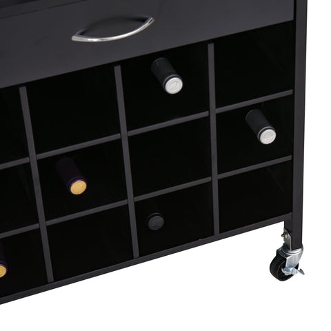 Image of Multi-tier Rolling Kitchen Trolley Serving Cart w/ Drawer Open Shelf Wine Rack