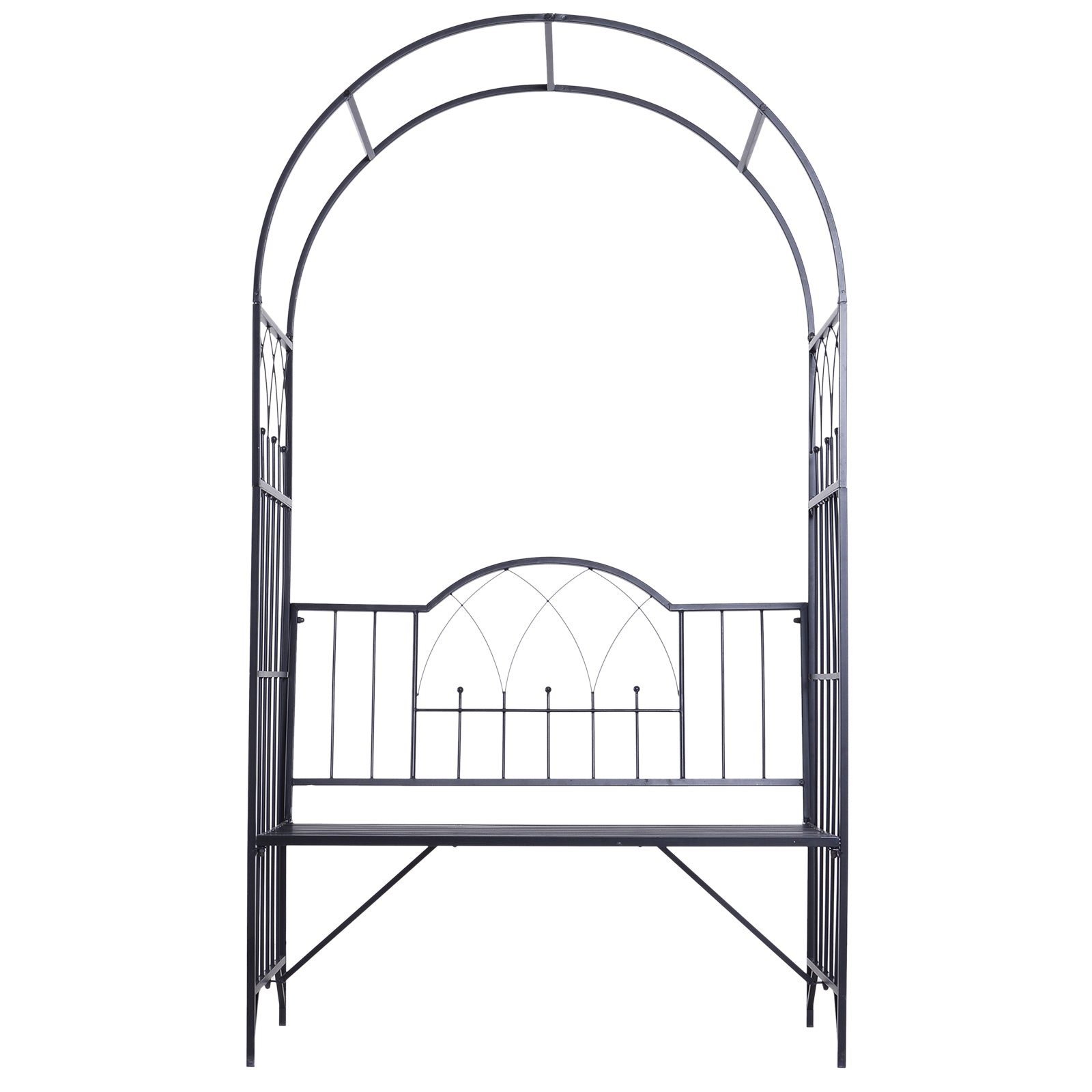 43" Garden Arbor Bench Trellis for Vines Climbing Plant Outdoor Decor Arch - Black