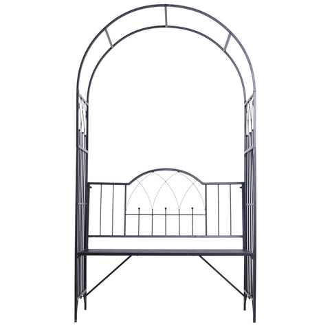 Image of 43" Garden Arbor Bench Trellis for Vines Climbing Plant Outdoor Decor Arch - Black
