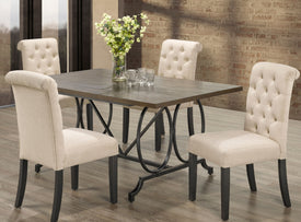 5-PIECE TUFTED DINING SET - BEIGE