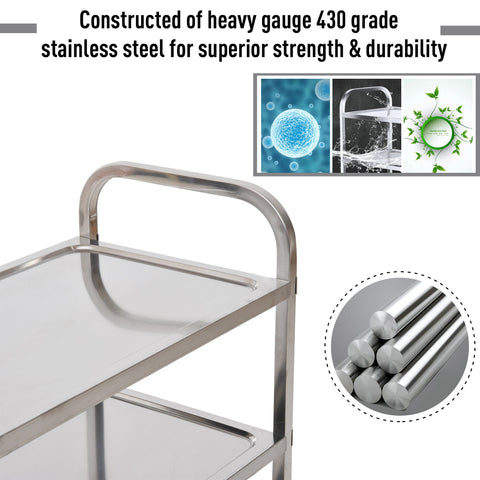 Image of 33" 3-Tier Stainless Steel Rolling Kitchen Island Cart