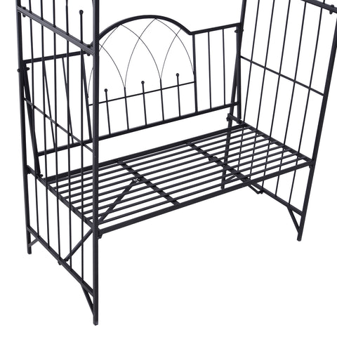 Image of 43" Garden Arbor Bench Trellis for Vines Climbing Plant Outdoor Decor Arch - Black