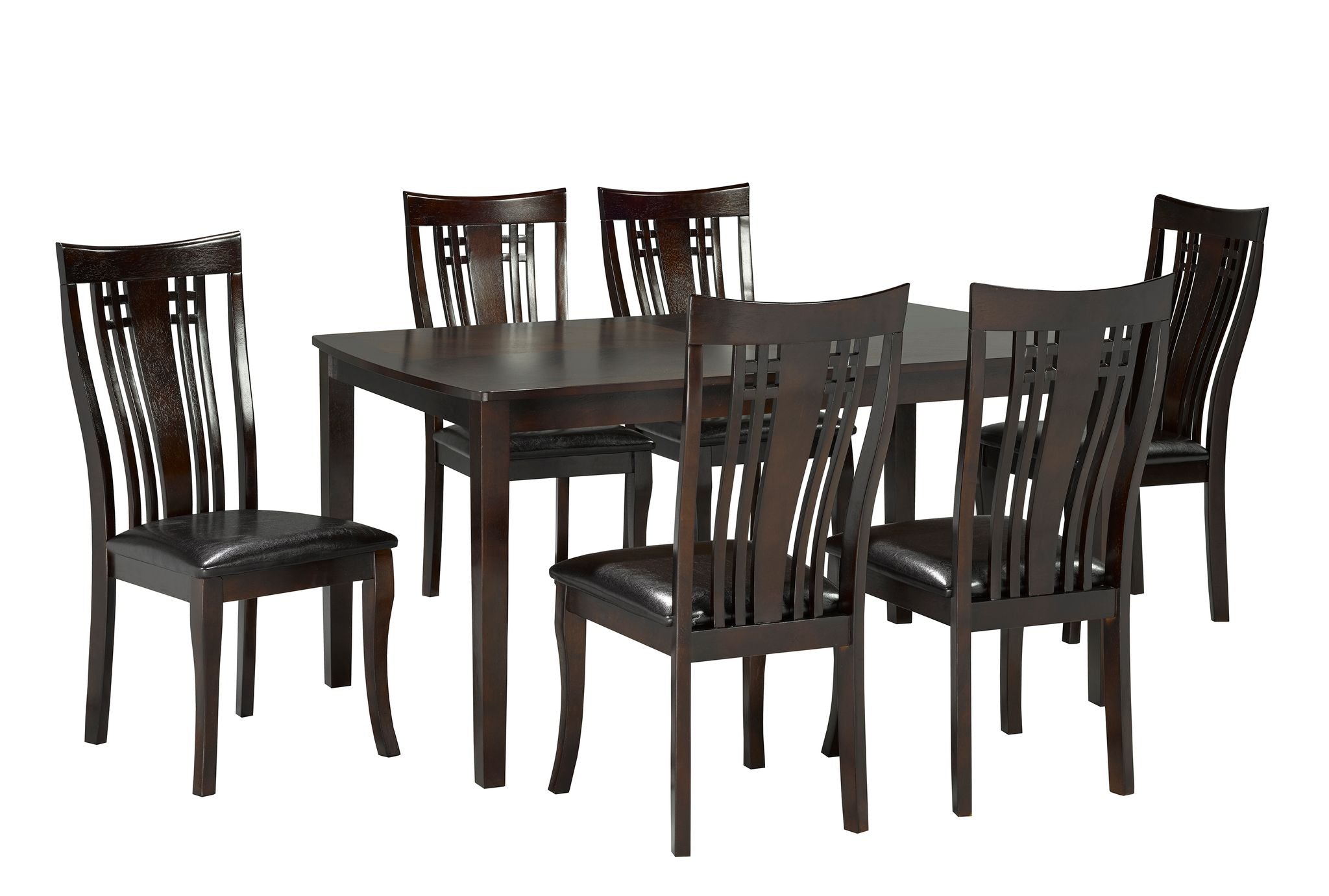 7-PIECE DINING TABLE SET WITH CURVED CHAIRS- ESPRESSO