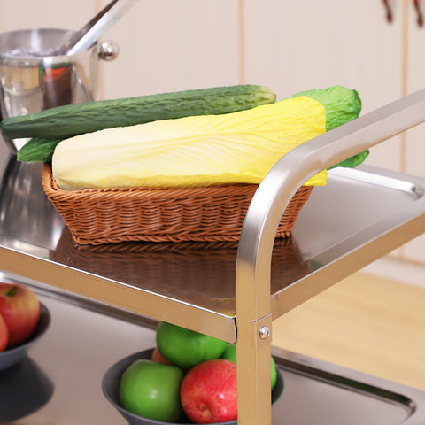 Image of 33" 3-Tier Stainless Steel Rolling Kitchen Island Cart