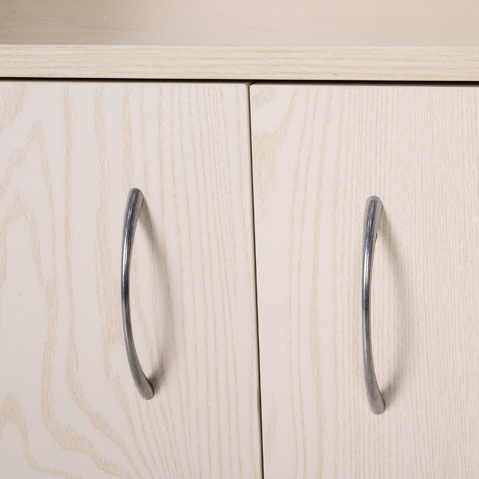 Microwaves Cart on Wheels with Storage Shelf and Cabinet White Oak Grain Color