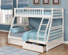 BUNK BED - TWIN OVER DOUBLE WITH 2 DRAWERS SOLID WOOD - WHITE