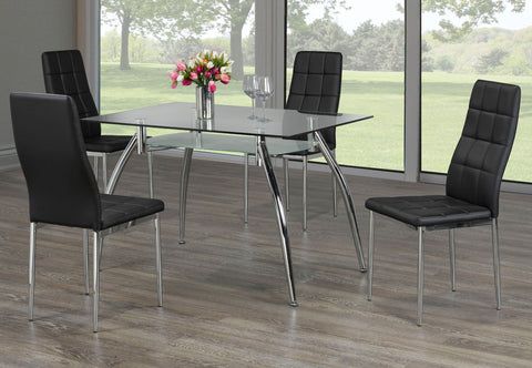 Image of FURNITUREMATTRESSDIRECT-Kitchen Set with Glass Top - 5 pc - White | Grey | Black H-KS170