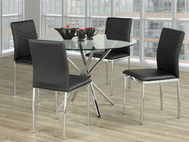 FURNITUREMATTRESSDIRECT-KITCHEN SET- 5PC- GLASS TABLE WITH BLACK CHAIRS H-KS173
