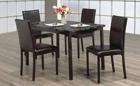 Image of FURNITUREMATTRESSDIRECT-DINETTE SET-5 PC MARBLE TOP IN DARK GREY H-KS104