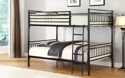 Image of FurnitureMattressDirect-Bunk Bed - Twin over Twin with Metal - Grey | White | Black