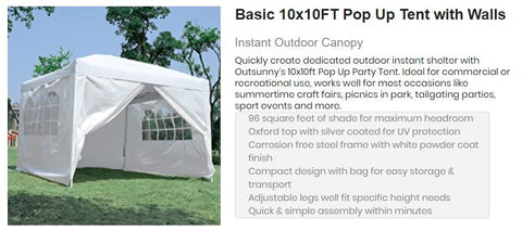 Image of 10x10FT Pop-up Canopy Folding Tent Gazebo Party Wedding Tent White