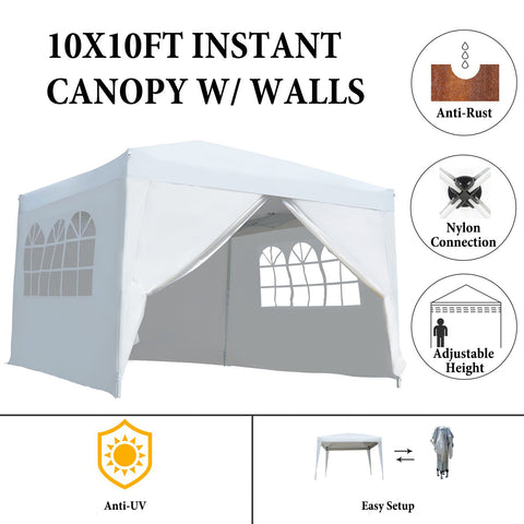 Image of 10x10FT Pop-up Canopy Folding Tent Gazebo Party Wedding Tent White