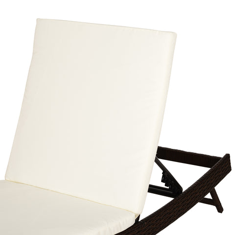 Image of Adjustable Patio Pool Wicker Chaise Lounge Rattan Furniture w/ Cushion