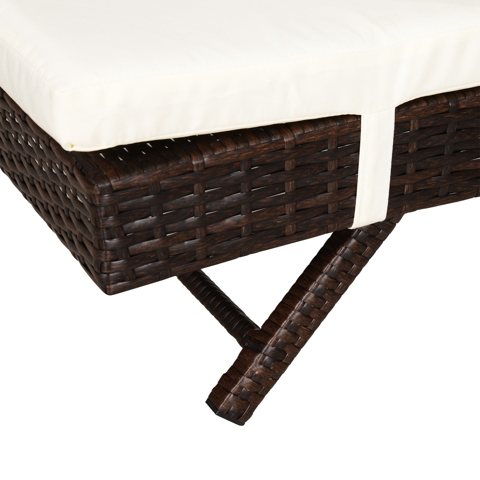 Adjustable Patio Pool Wicker Chaise Lounge Rattan Furniture w/ Cushion
