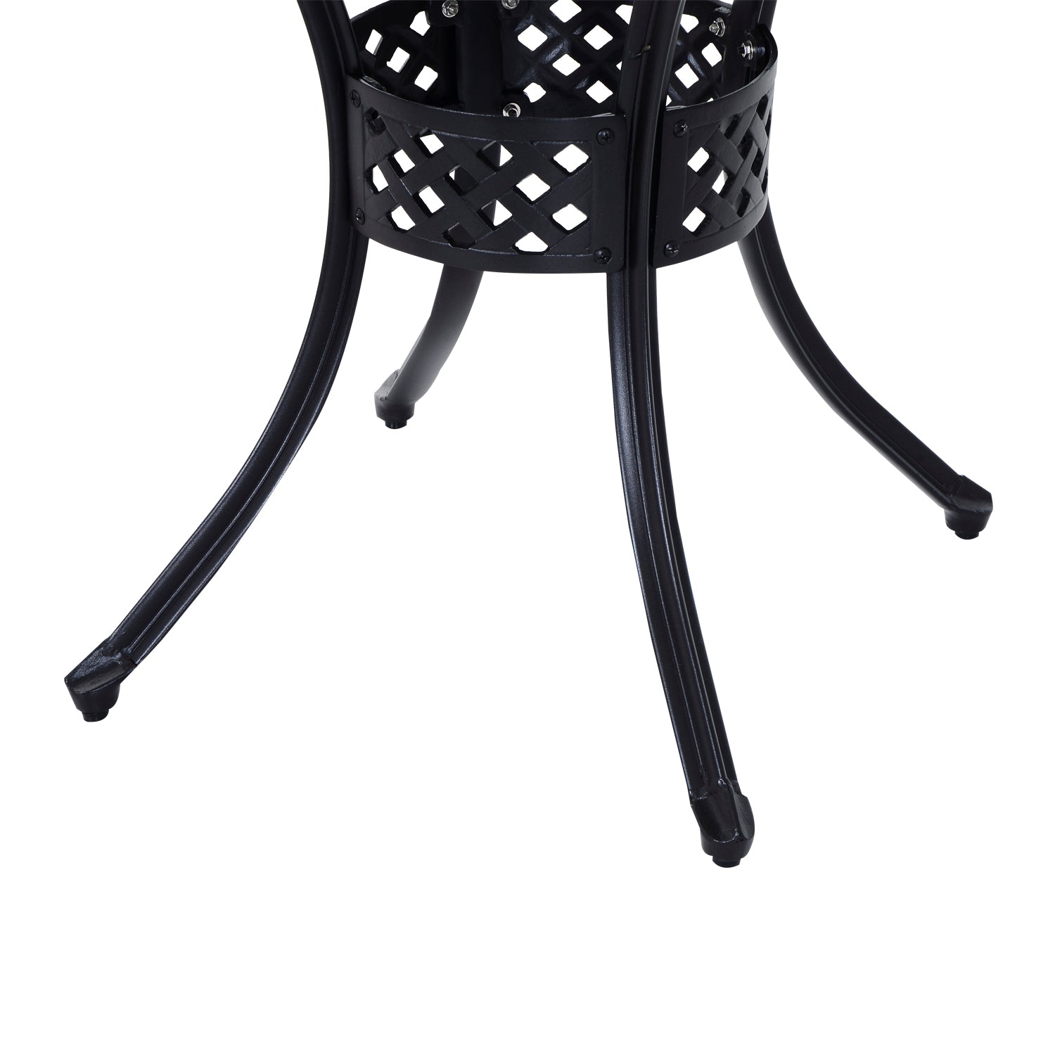 Cast Aluminum Garden Round Dining Table Outdoor Garden Furniture Black with Umbrella Hole