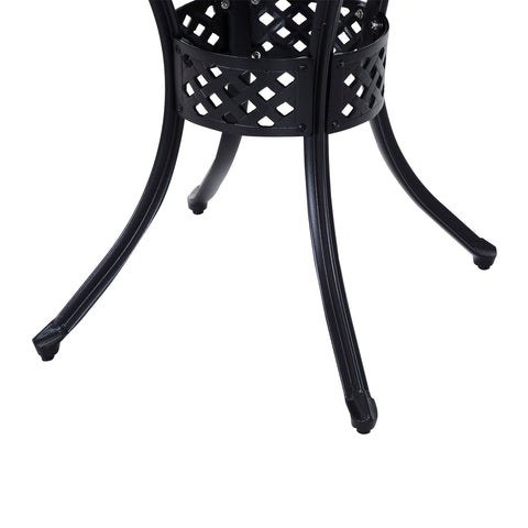 Image of Cast Aluminum Garden Round Dining Table Outdoor Garden Furniture Black with Umbrella Hole